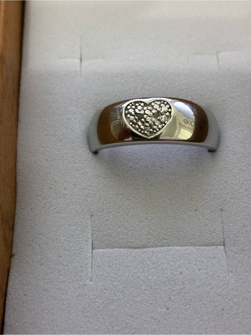 Sterling Heart Pavé Band Ring - Silver size 8
